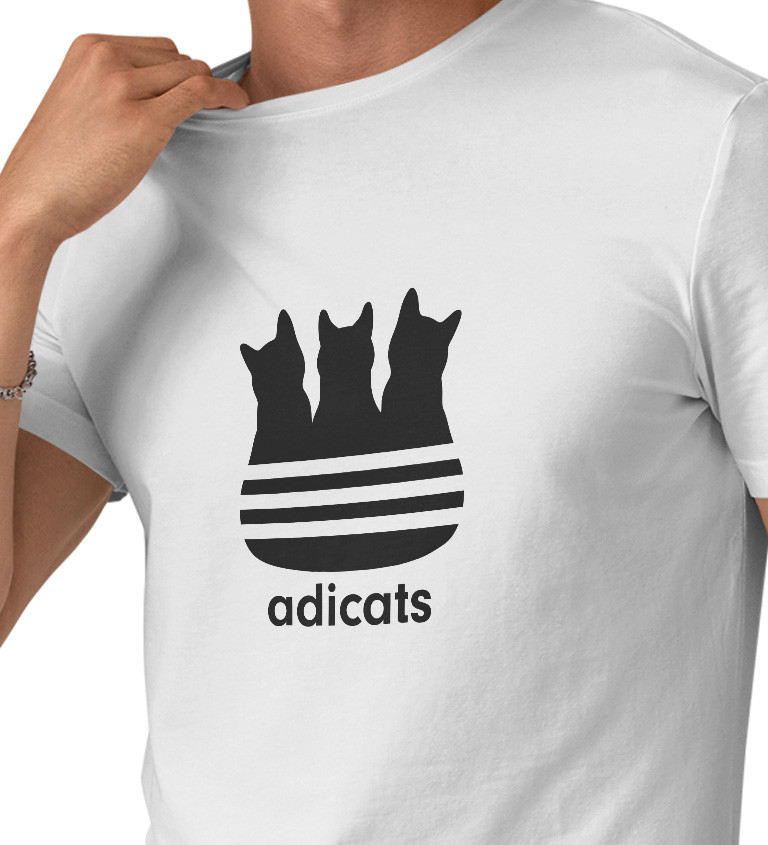 Pánské bílé tričko – Adicats