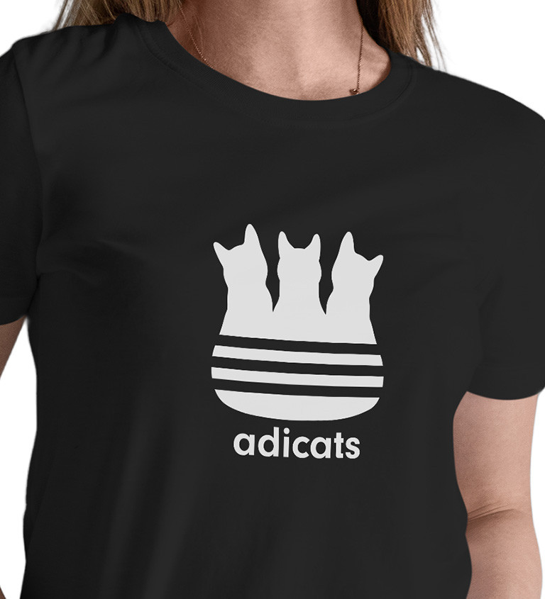Dámské černé tričko – Adicats