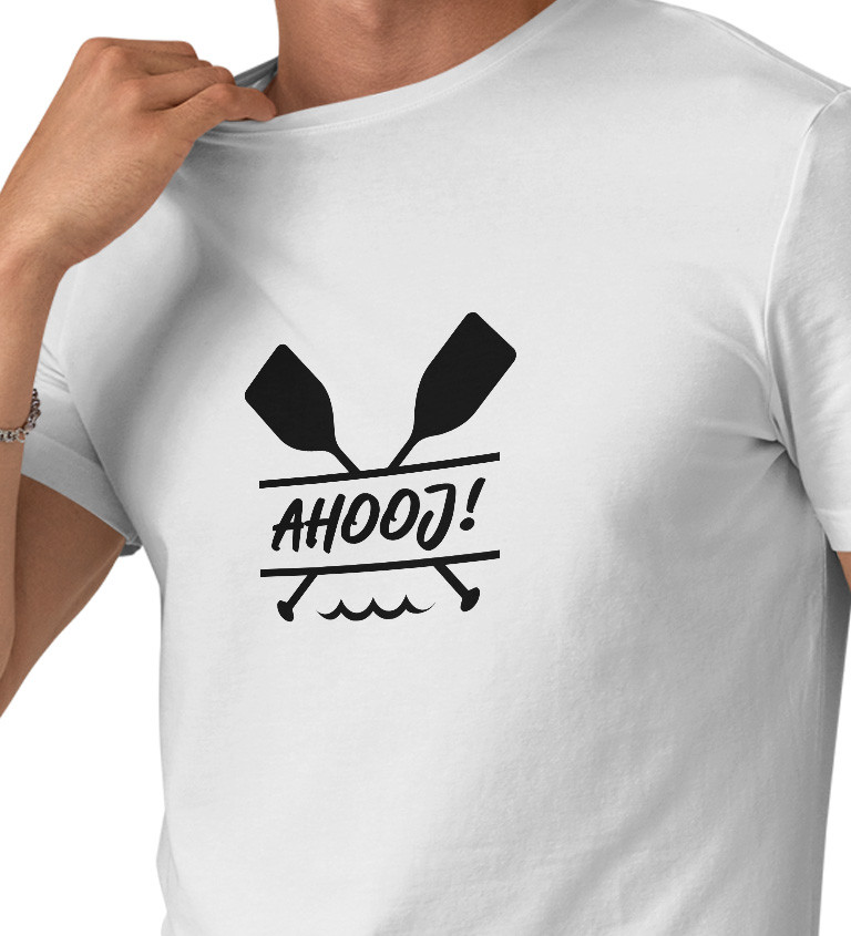 Pánské bílé tričko – Ahoj