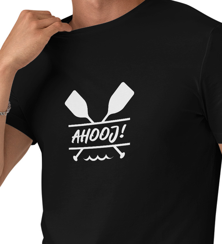 Pánské černé tričko – Ahoj