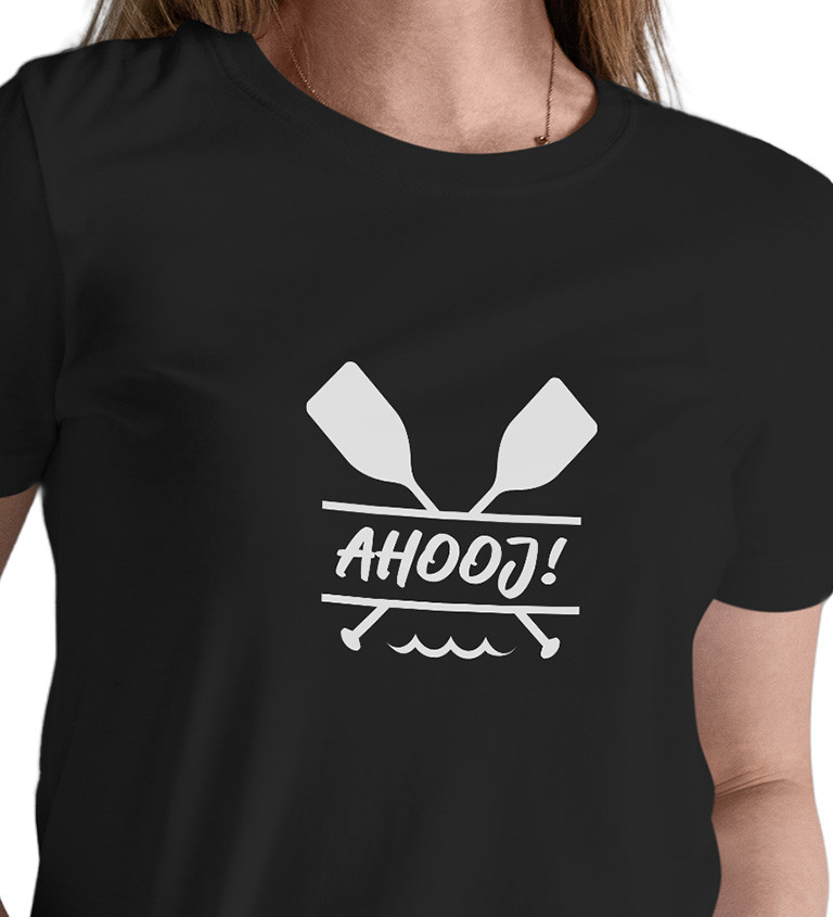 Dámské černé tričko – Ahoj