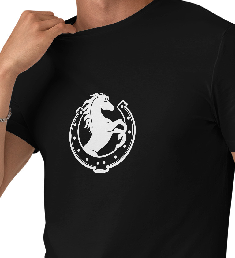 Pánské černé tričko – Kůň