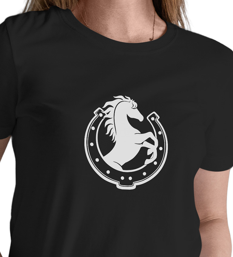 Dámské černé tričko – Kůň