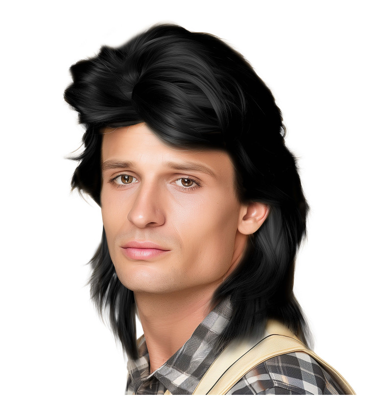 Pánská paruka Mullet černá