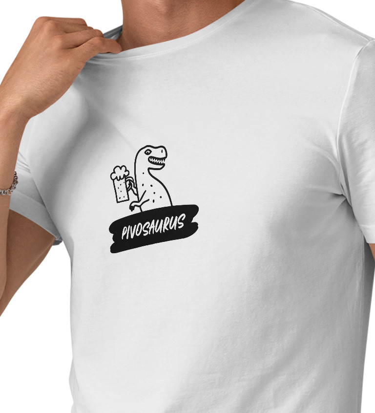 Pánské bílé tričko – Pivosaurus