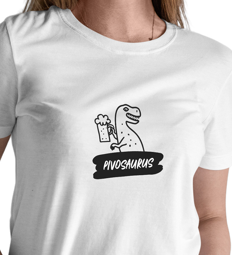 Dámské bílé tričko – Pivosaurus