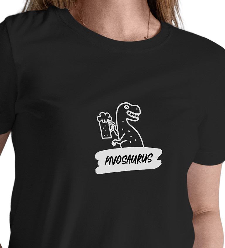 Dámské černé tričko – Pivosaurus