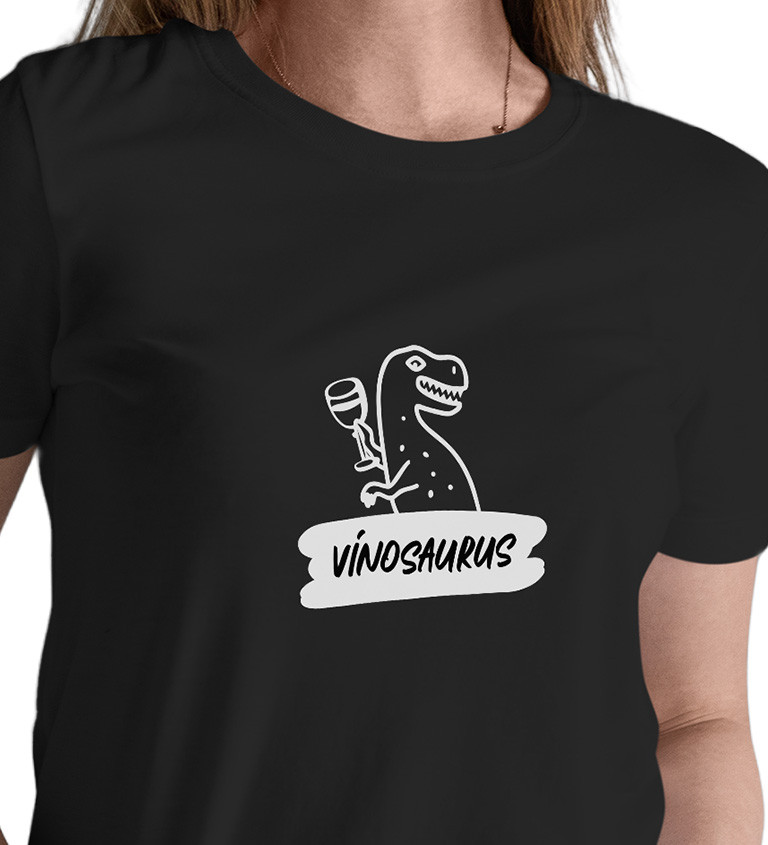 Dámské černé tričko – Vinosaurus