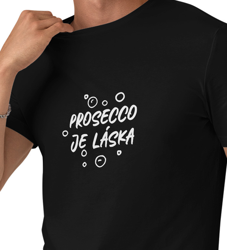 Pánské černé tričko – Prosecco je láska
