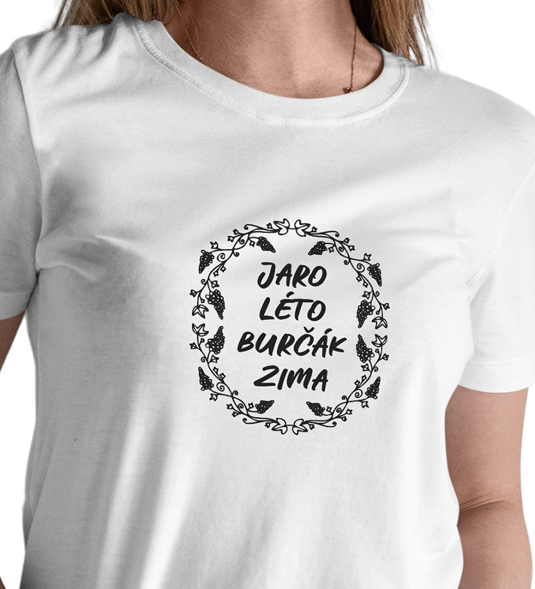 Dámské bílé tričko – Jaro, léto, burčák, zima