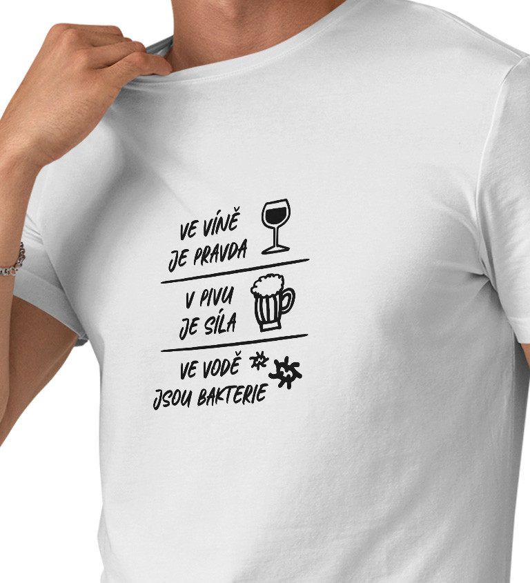 Pánské bílé tričko – Ve víně je pravda