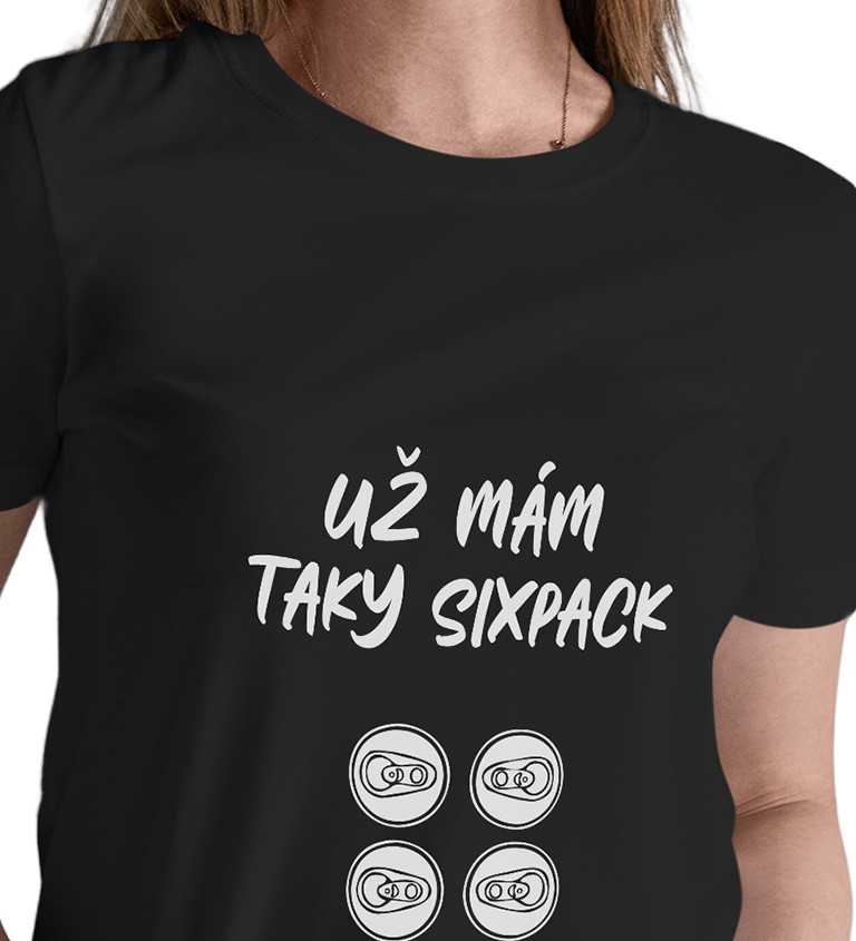 Dámské černé tričko – Už mám taky sixpack