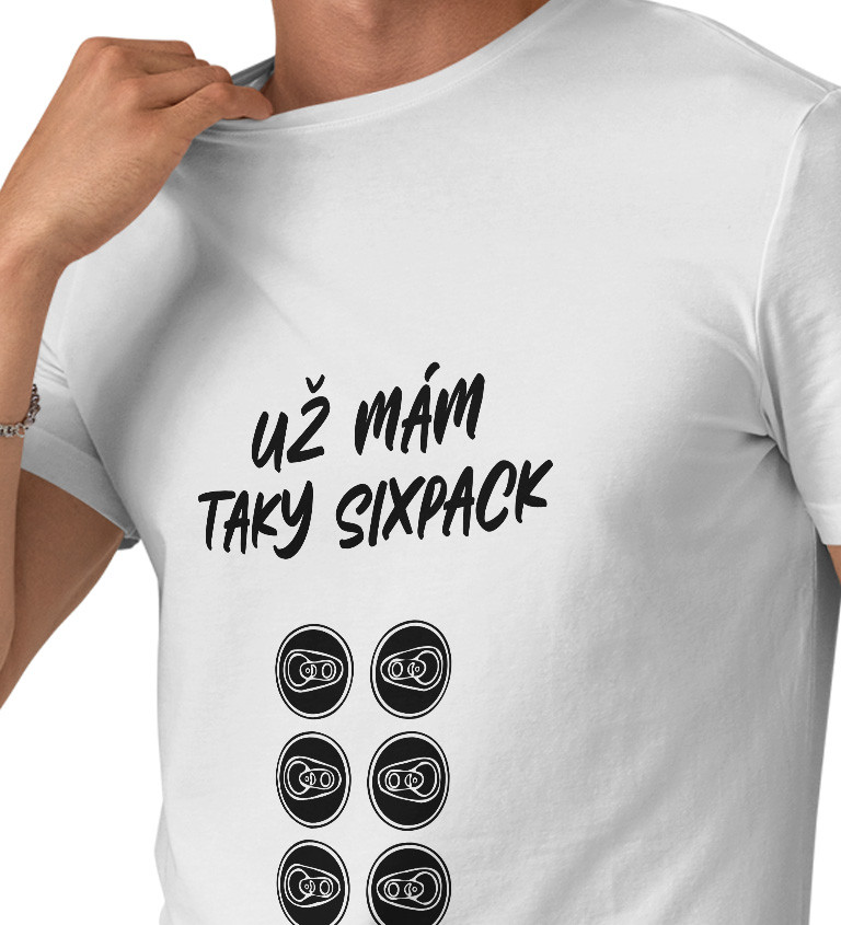 Pánské bílé tričko – Už mám taky sixpack
