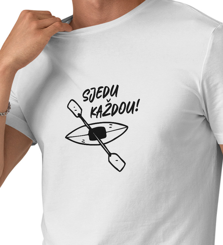 Pánské bílé tričko – Sjedu každou