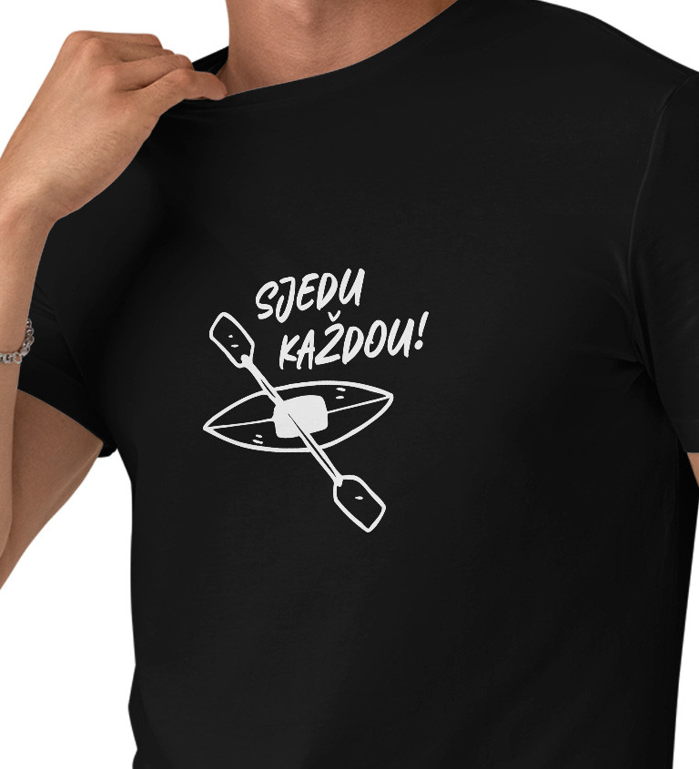 Pánské černé tričko – Sjedu každou