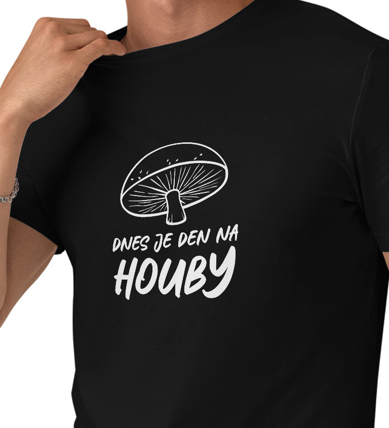 Pánské černé tričko – Dnes je den na houby