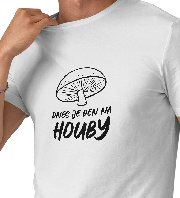 Pánské bílé tričko – Dnes je den na houby