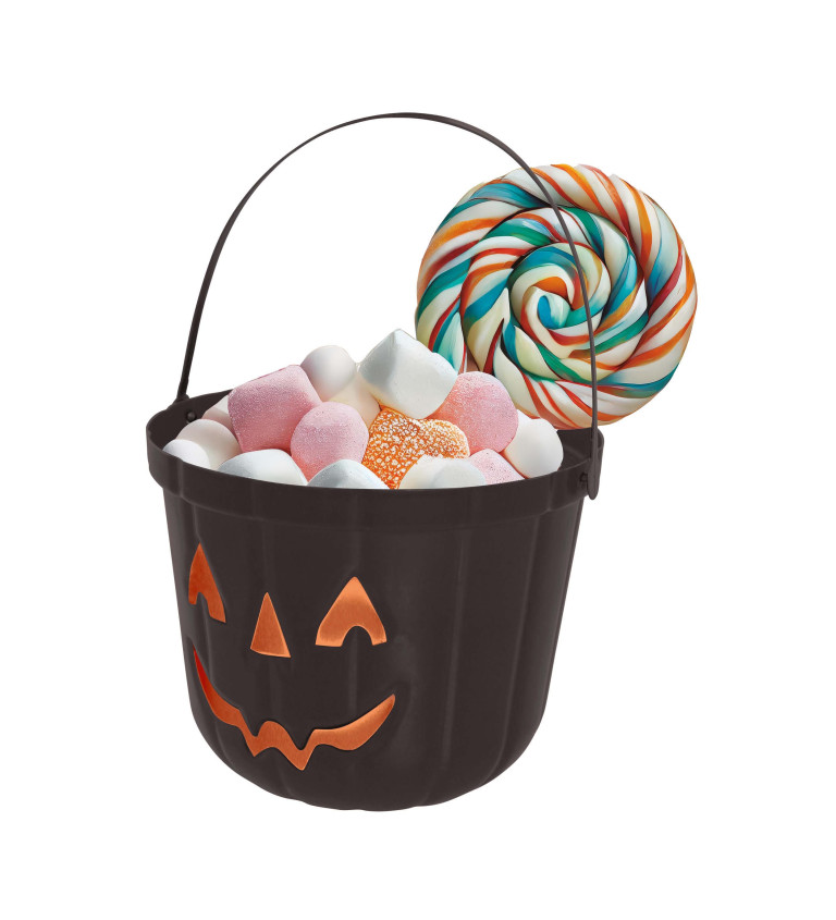 Halloweenský kyblík – černá dýně