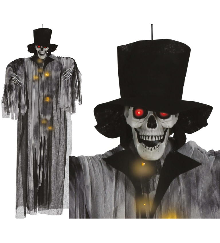 Halloweenská závěsná kostra ženicha s osvětlením