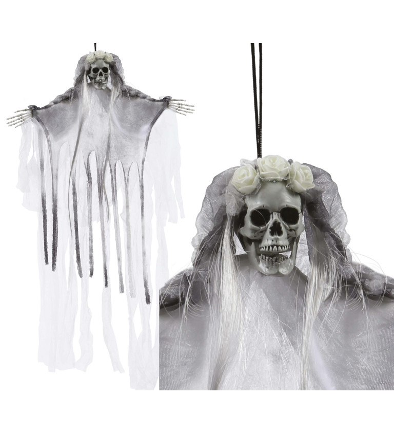 Halloweenská závěsná kostra nevěsty