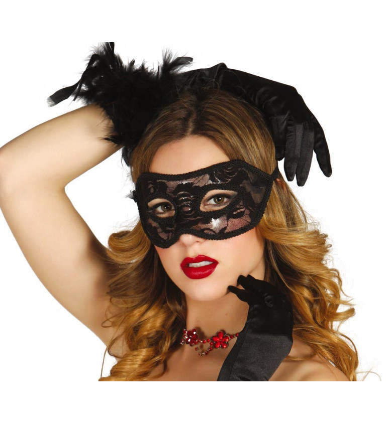 Krajková škraboška – černá