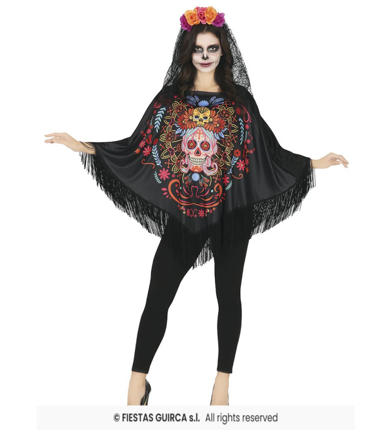 Kostým Día de los Muertos – dámské pončo