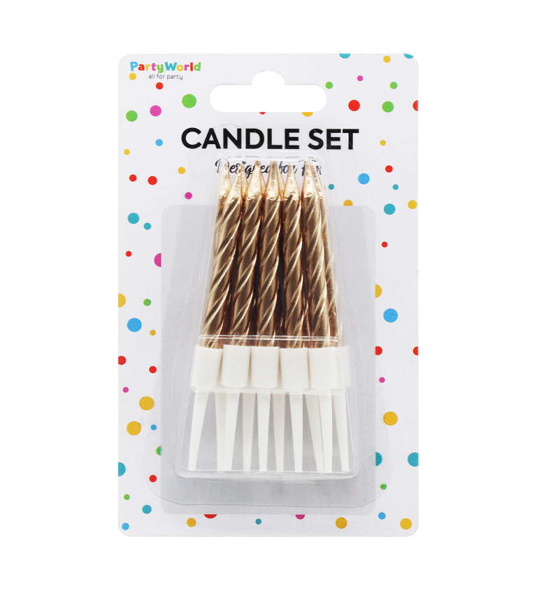 Malé rose gold spirálové narozeninové svíčky