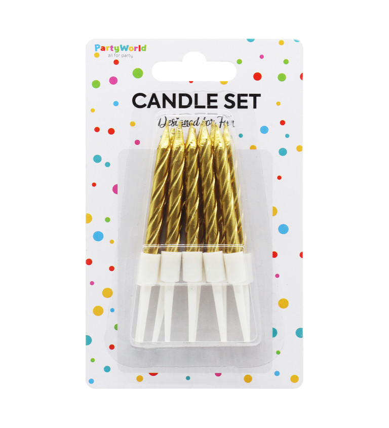 Malé zlaté spirálové narozeninové svíčky