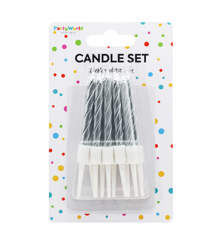 Malé stříbrné spirálové narozeninové svíčky