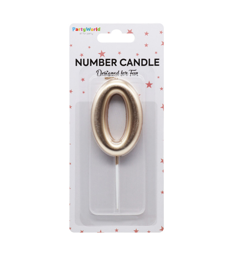Rose gold dortová svíčka číslo 0