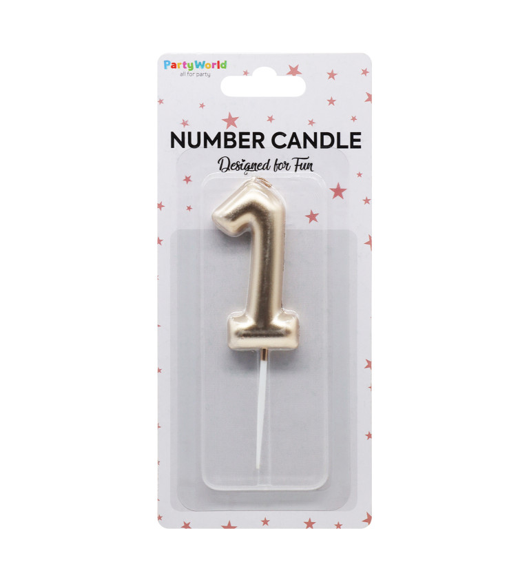 Rose gold dortová svíčka číslo 1