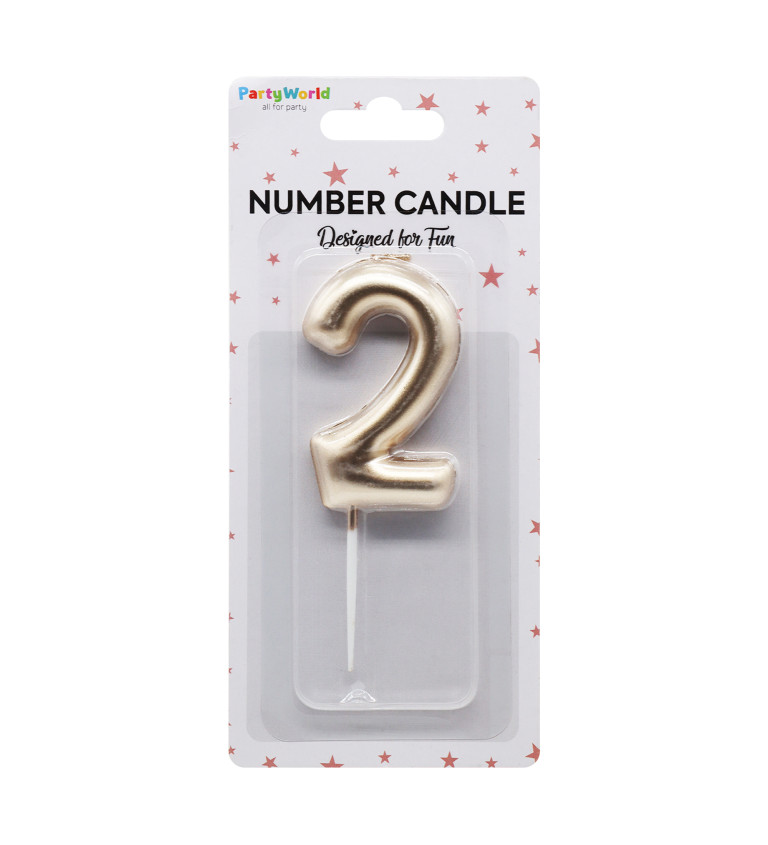 Rose gold dortová svíčka číslo 2