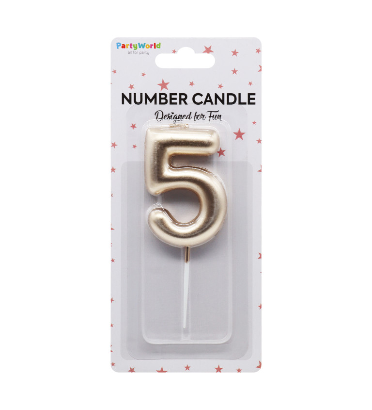 Rose gold dortová svíčka číslo 5