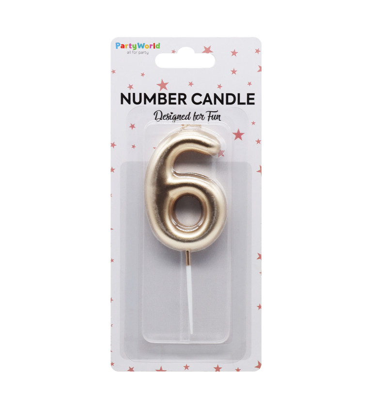 Rose gold dortová svíčka číslo 6