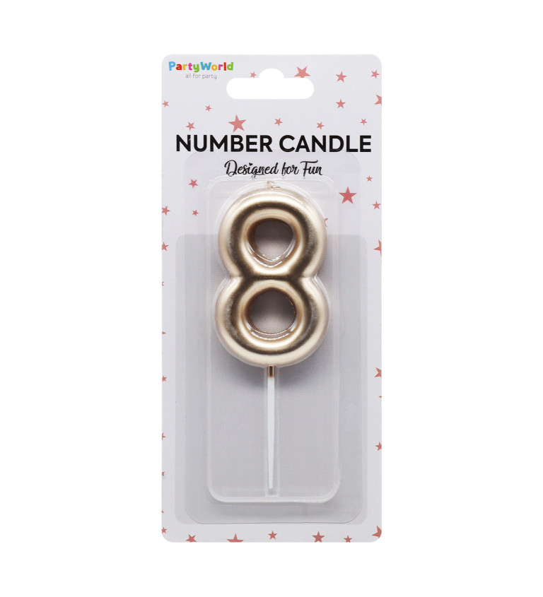 Rose gold dortová svíčka číslo 8