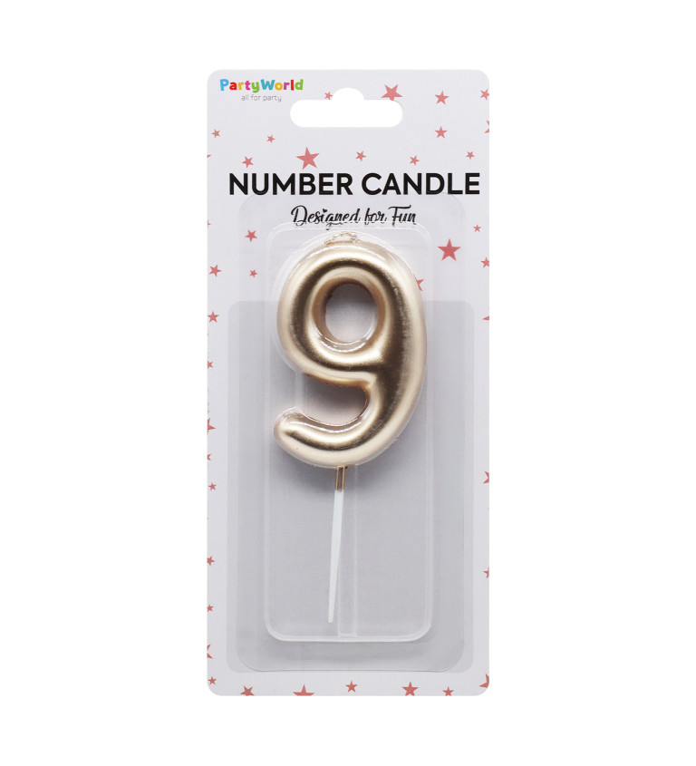 Rose gold dortová svíčka číslo 9