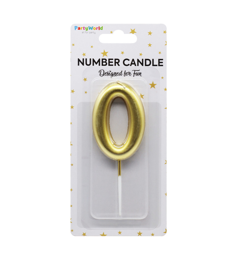 Zlatá dortová svíčka číslo 0