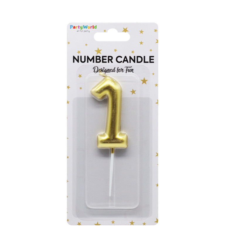 Zlatá dortová svíčka číslo 1