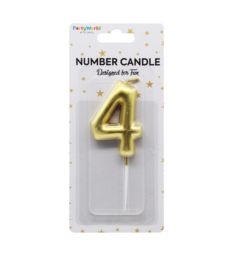 Zlatá dortová svíčka číslo 4