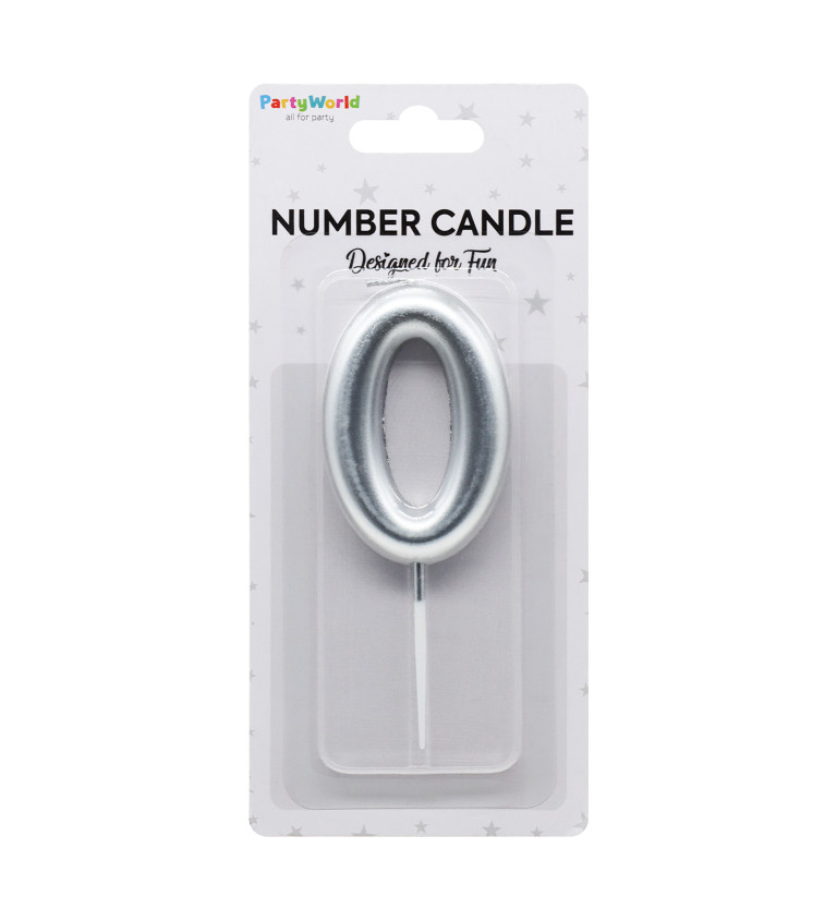 Stříbrná dortová svíčka číslo 0