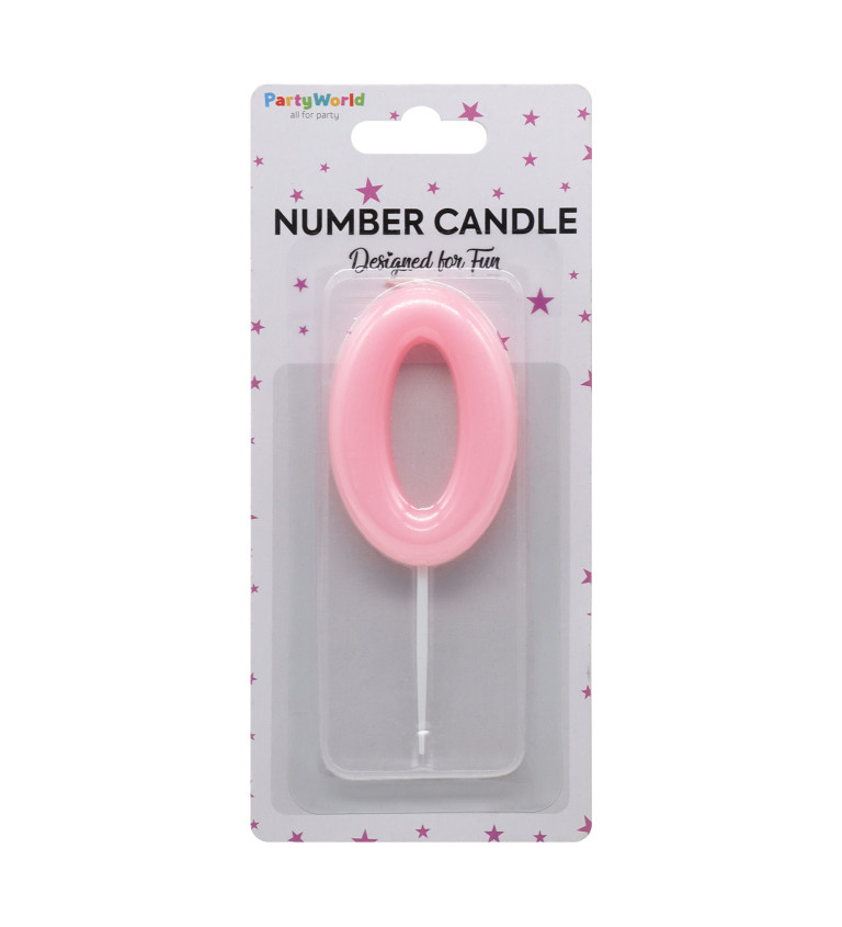 Narozeninová svíčka číslo 0 – růžová