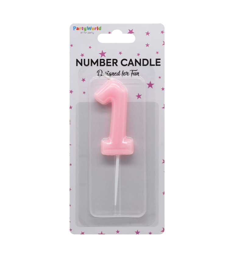 Narozeninová svíčka číslo 1 – růžová