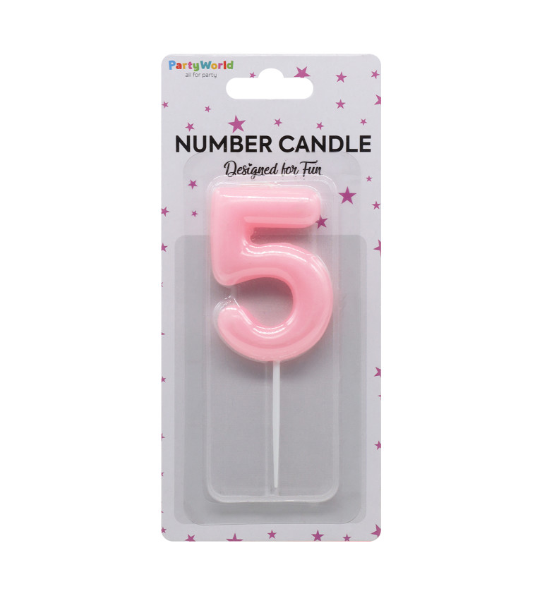 Narozeninová svíčka číslo 5 – růžová