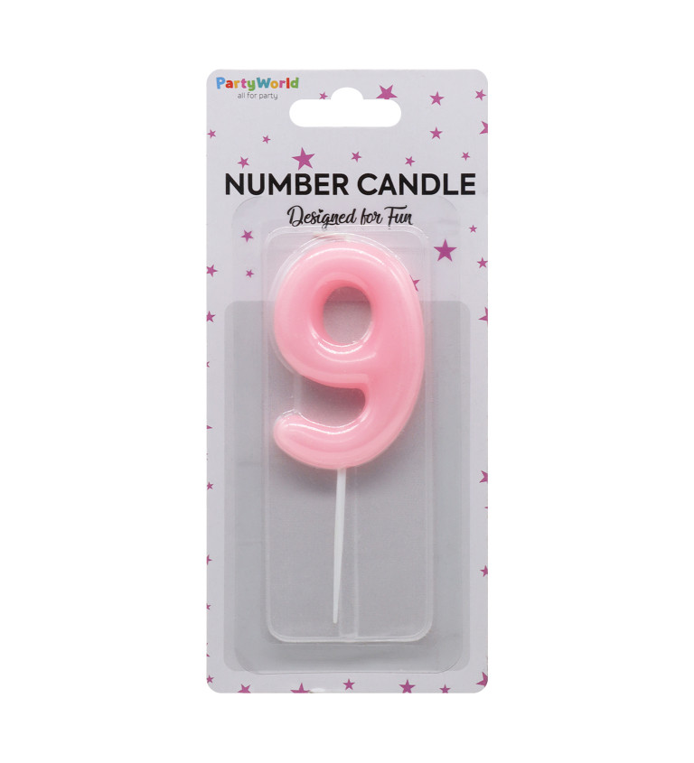 Narozeninová svíčka číslo 9 – růžová