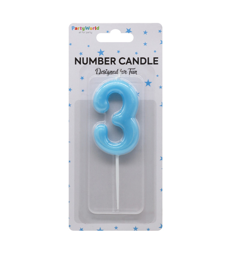 Narozeninová svíčka číslo 3 – modrá