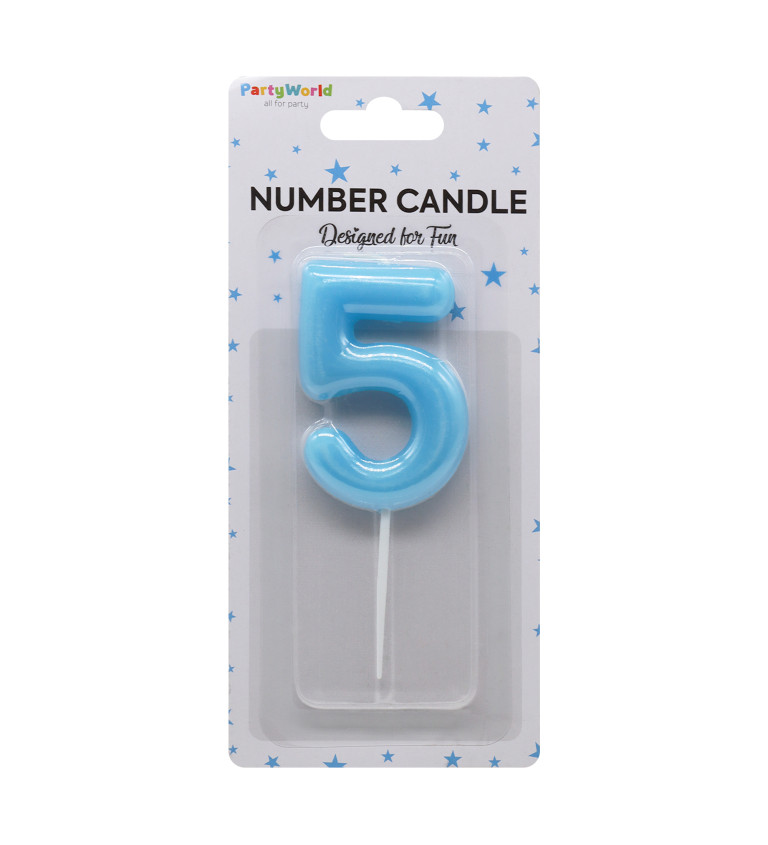 Narozeninová svíčka číslo 5 – modrá