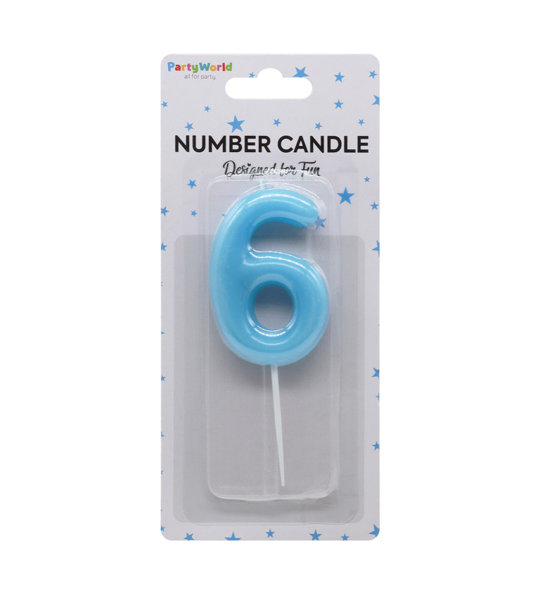 Narozeninová svíčka číslo 6 – modrá