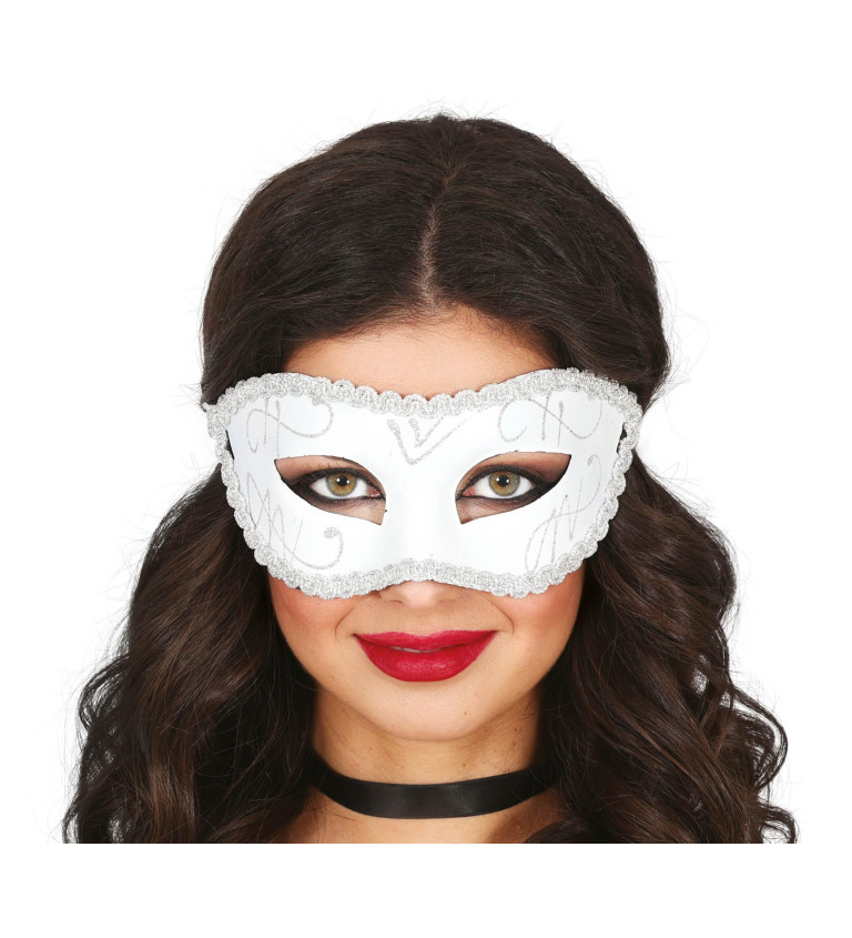 Bílá elegantní škraboška