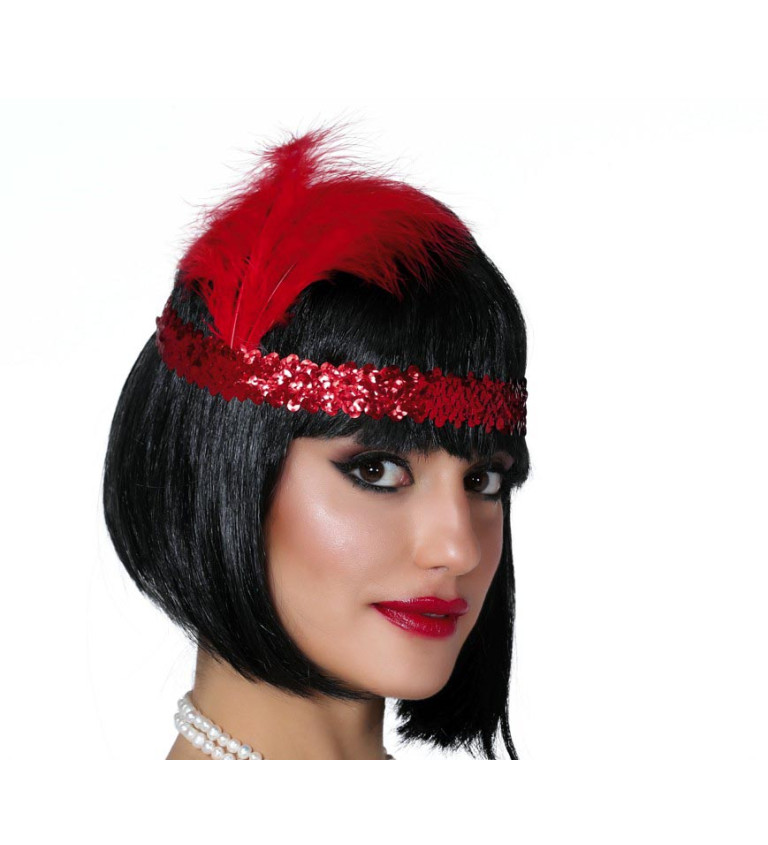 Červená čelenka ve stylu charleston