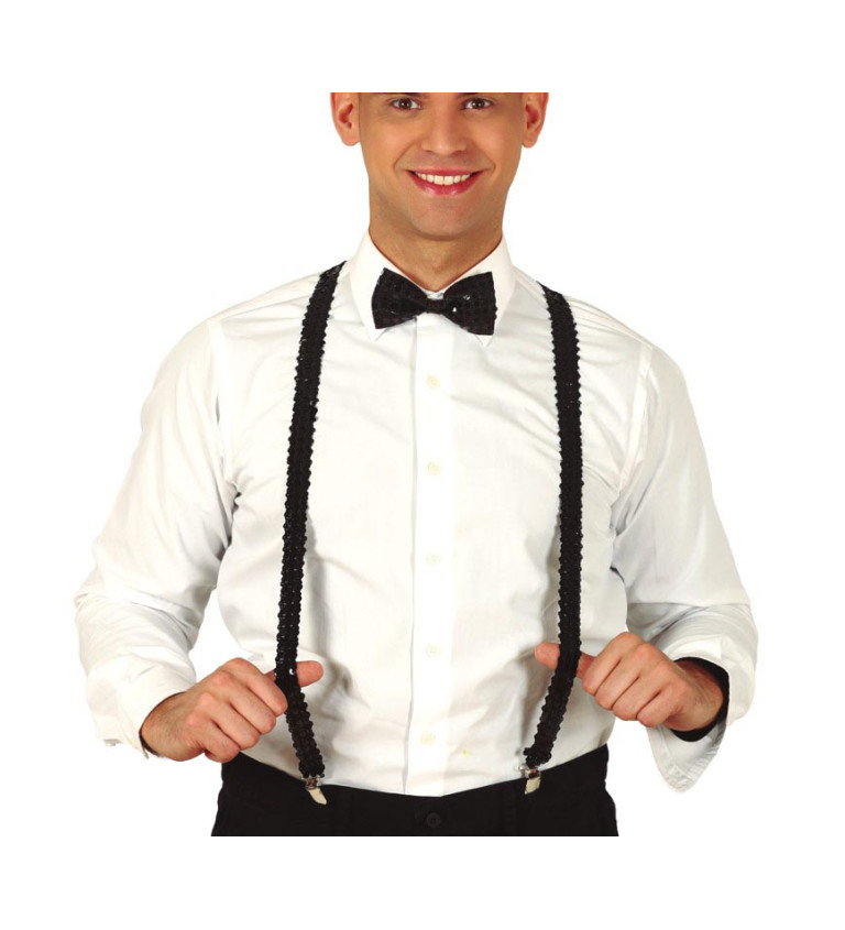 Černé flitrované karnevalové kšandy